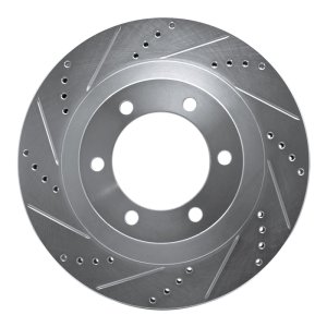 Lexus GX470 Brake Rotor (1) - Front Left - R1 Concepts - Drilled & Slotted - Silver - `03-`09